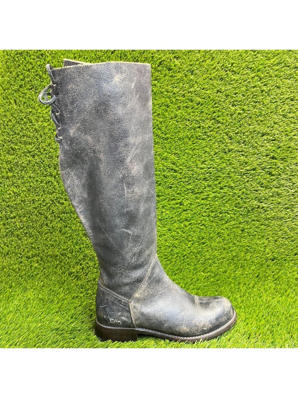 Bed Stu Manchester Womens Size 8 Gray Outdoor Leather Zip Up Tall Riding Boots